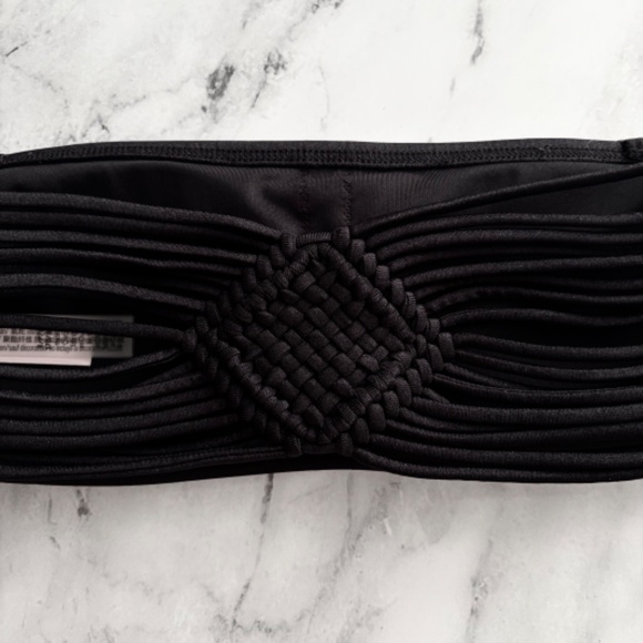 Victorias Secret Swim Black Strapless Bandeau Macrame Strappy Back Bikini Top S - Picture 3 of 5